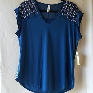 PerSeption Blue Silver Studded Top
